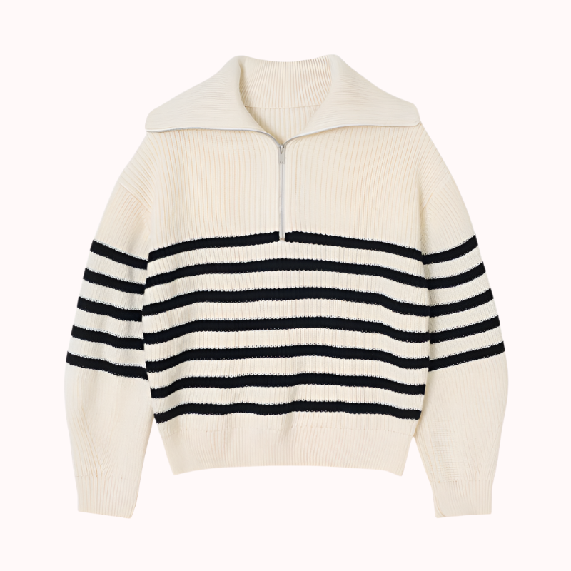 Ribbad Randig Half Zip - Lina