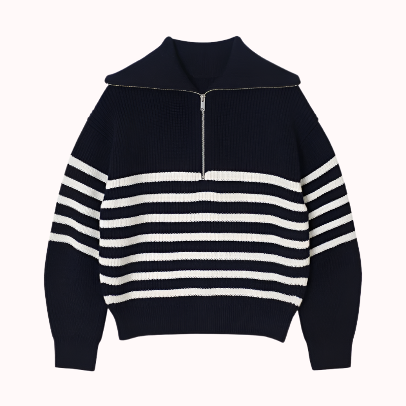 Ribbad Randig Half Zip - Lina