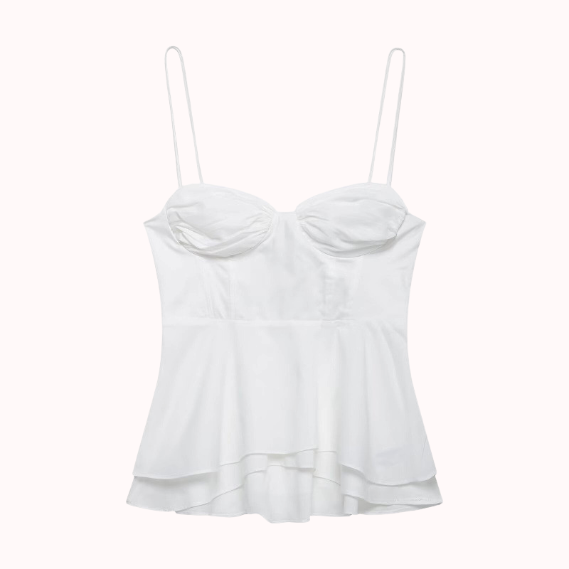 Amor white ruched peplum top – Molly