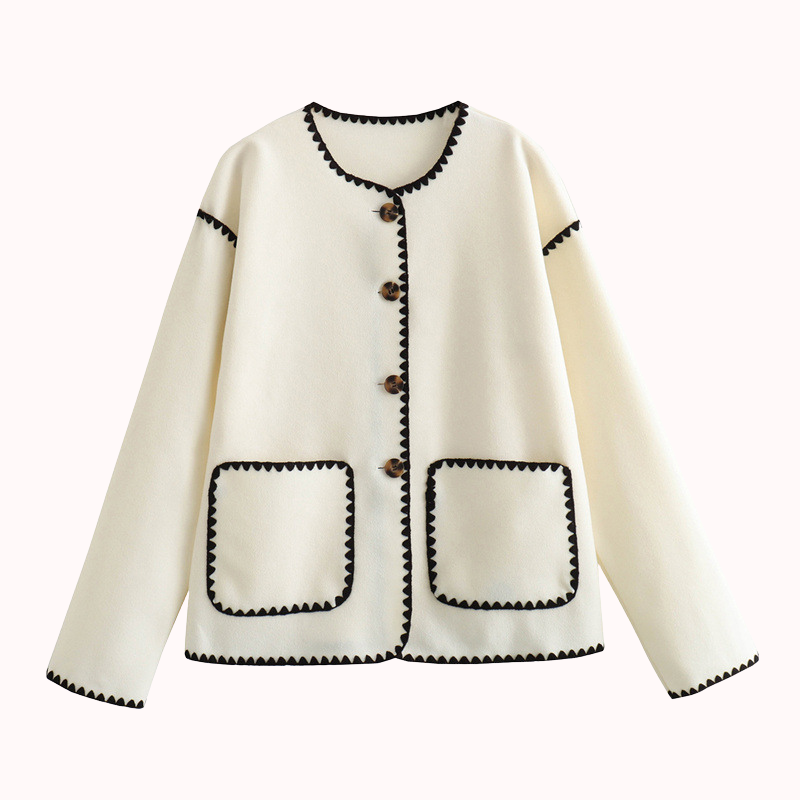 Amor contrast edge knit coat – Agnes