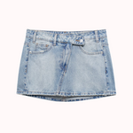Amor asymmetric denim mini skirt – Milly