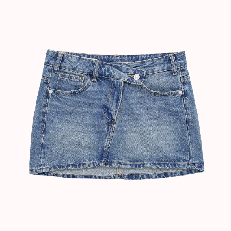 Amor asymmetric denim mini skirt – Milly