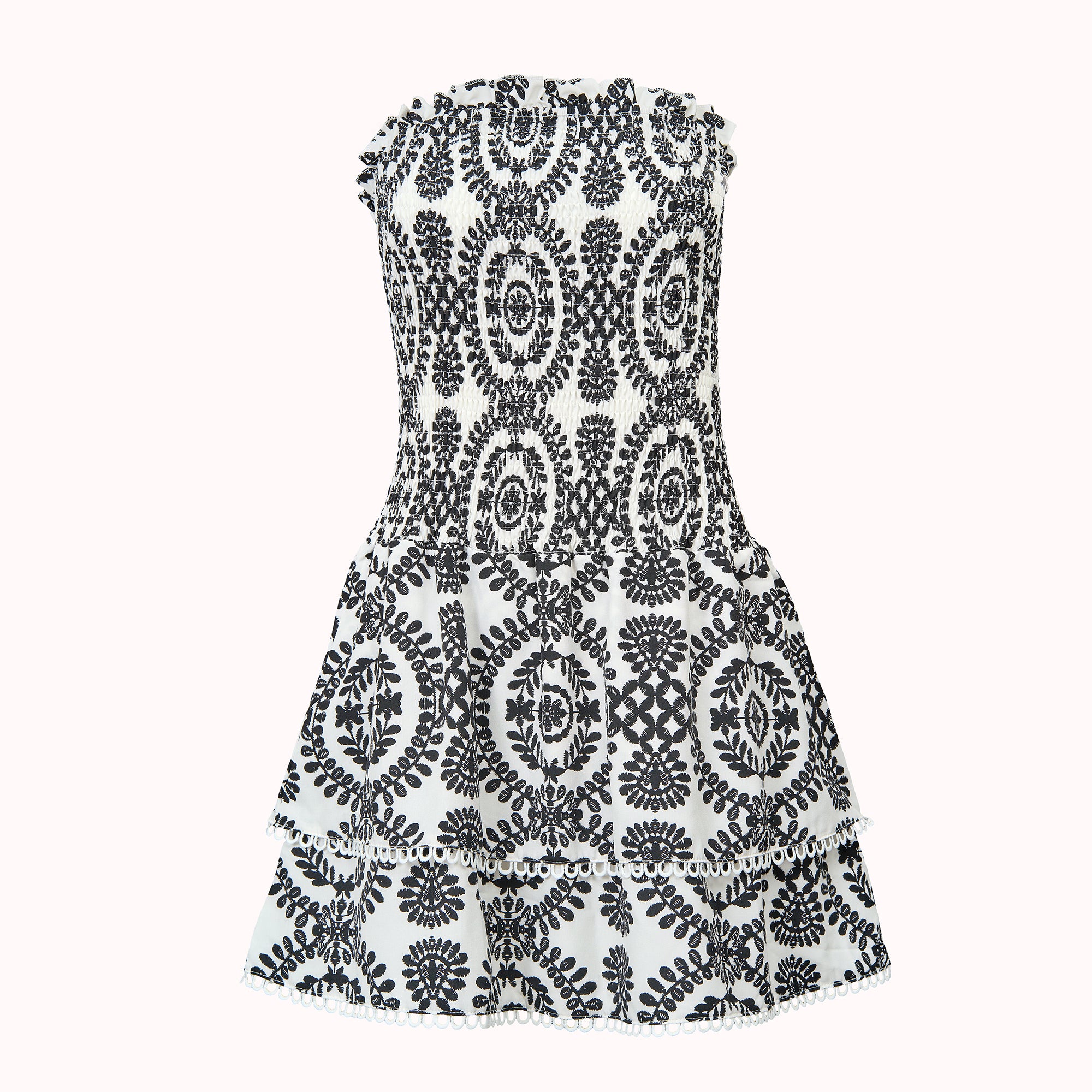 Amor Patterned Smocked Mini Dress – Alva