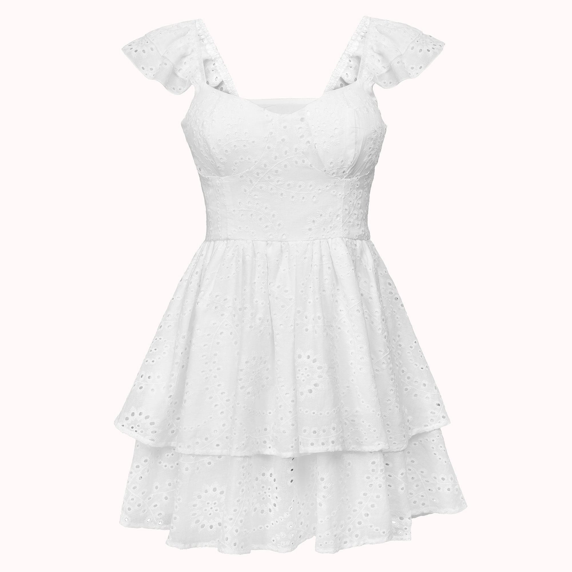 Amor broderie layered mini dress – Stella