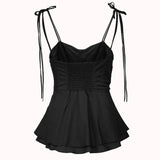 Amor black ruched peplum top – Molly