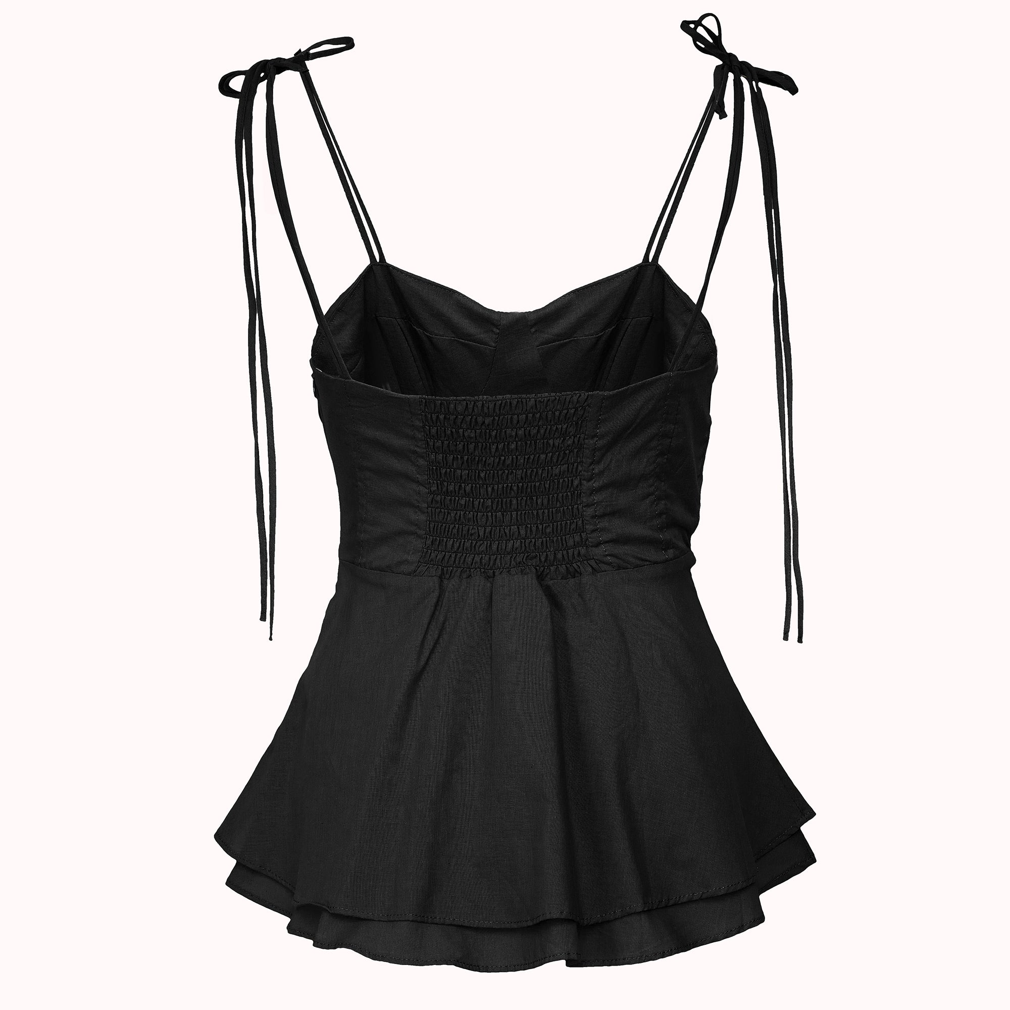 Amor black ruched peplum top – Molly
