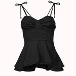 Amor black ruched peplum top – Molly