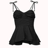 Amor black ruched peplum top – Molly