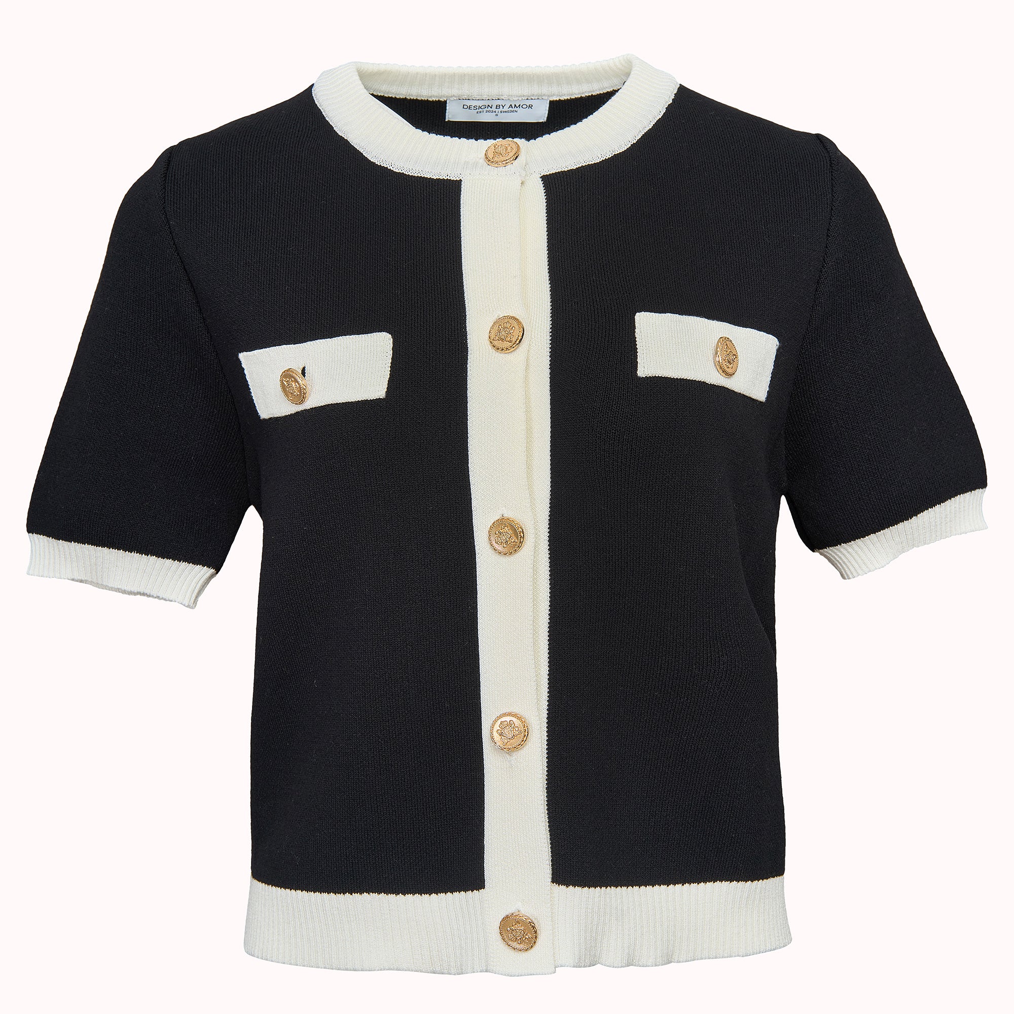 Kortärmad Svart Kofta - Aurora