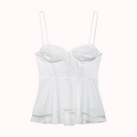 Amor white ruched peplum top – Molly