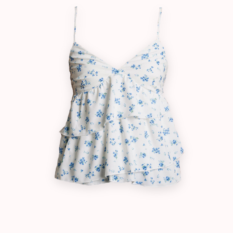 Amor floral ruffle cami top – Elise