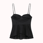 Amor black ruched peplum top – Molly
