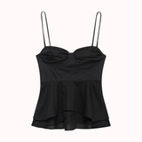 Amor black ruched peplum top – Molly